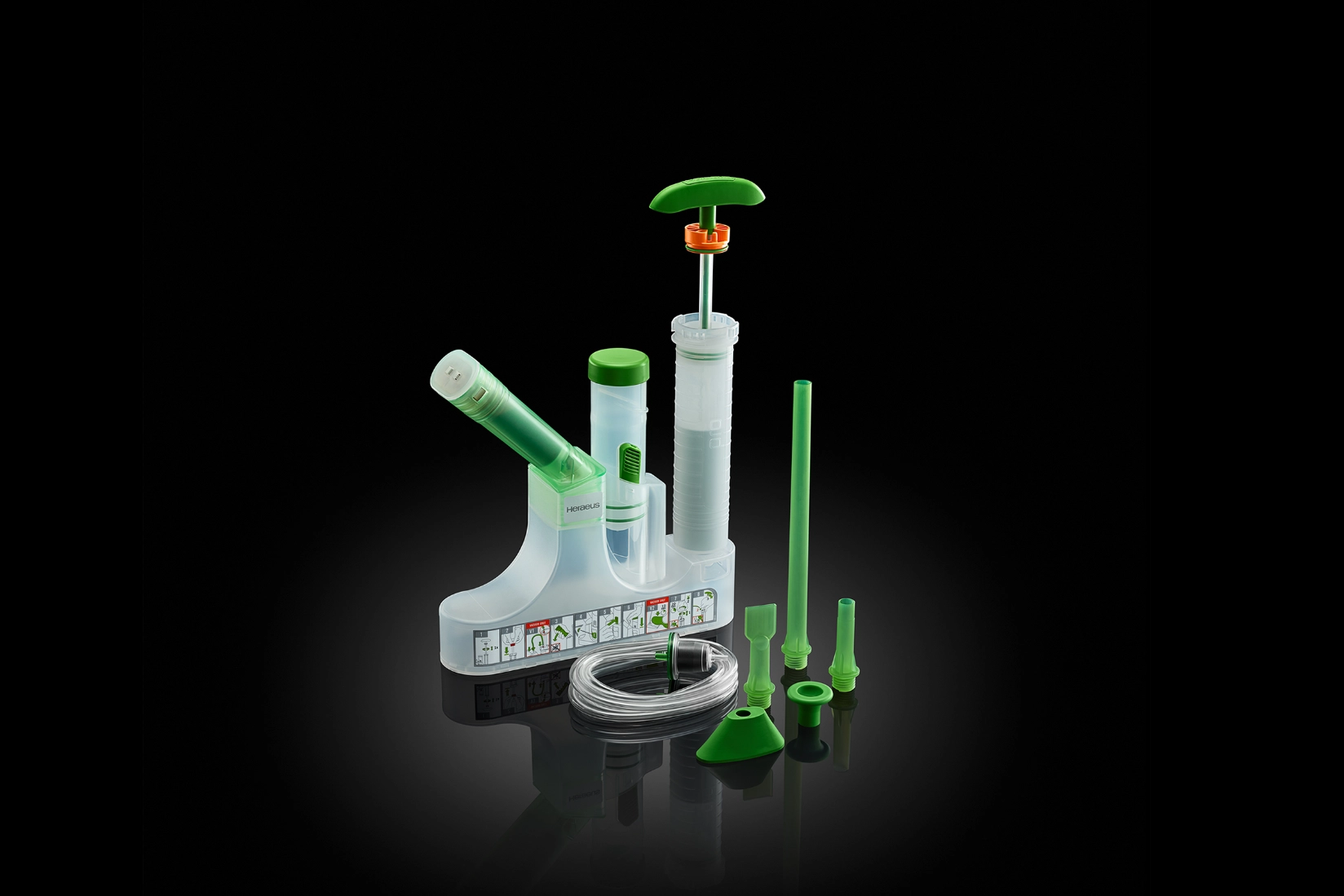 pro - All-in-One Fixation System mit verfügbarem Zubehör (Schnorchel, Pressuriser und Vakuumschlauch)