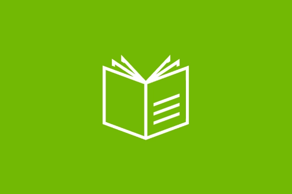 Book icon on green background