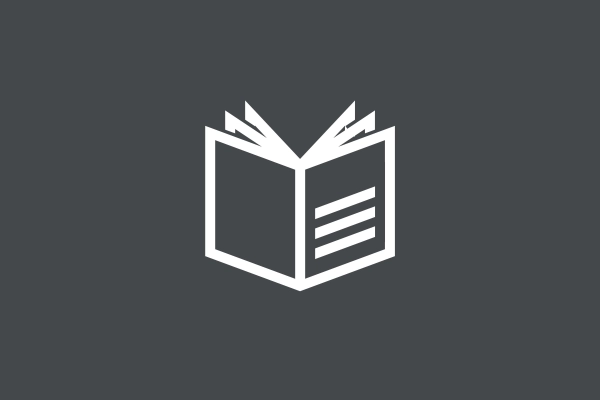 Weißes Buch-Icon auf grauem Hintergrund