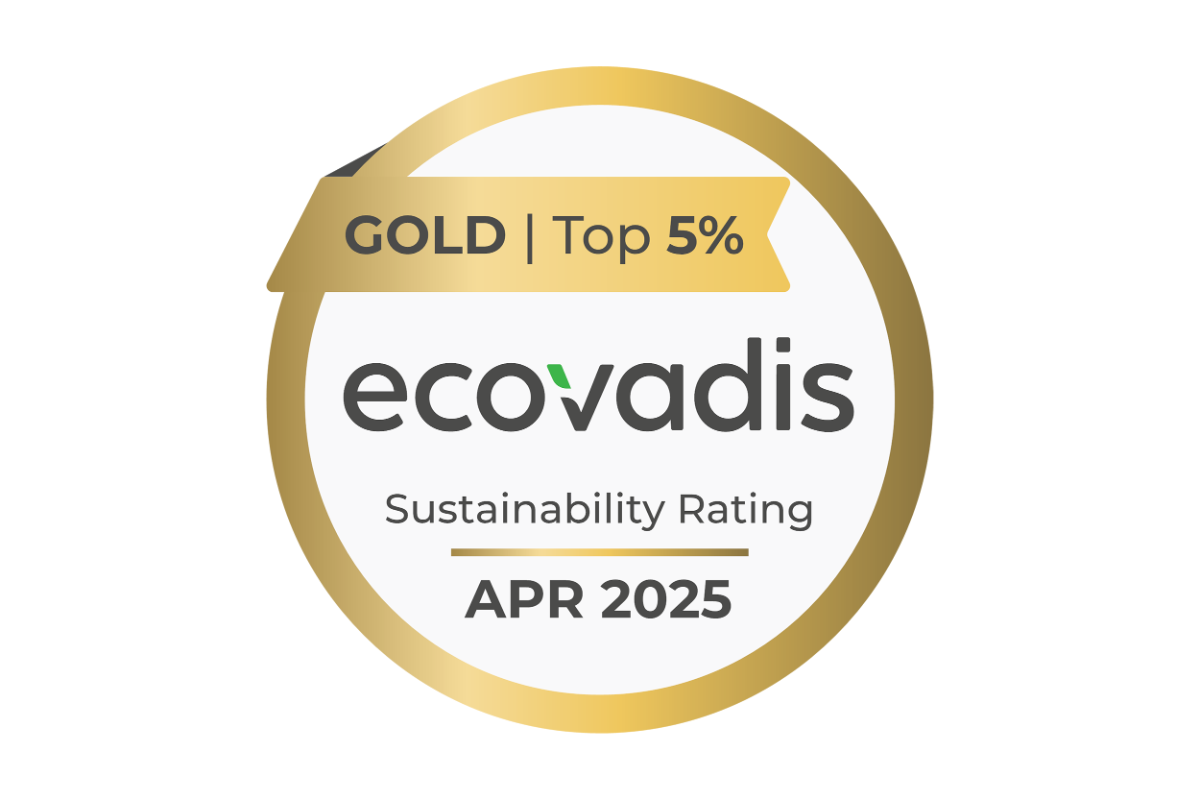 ecovadis sustainability rating in gold from April 2025