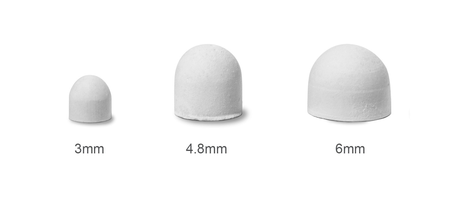 Synthecure beads in different sizes: 3mm, 4.8mm and 6mm