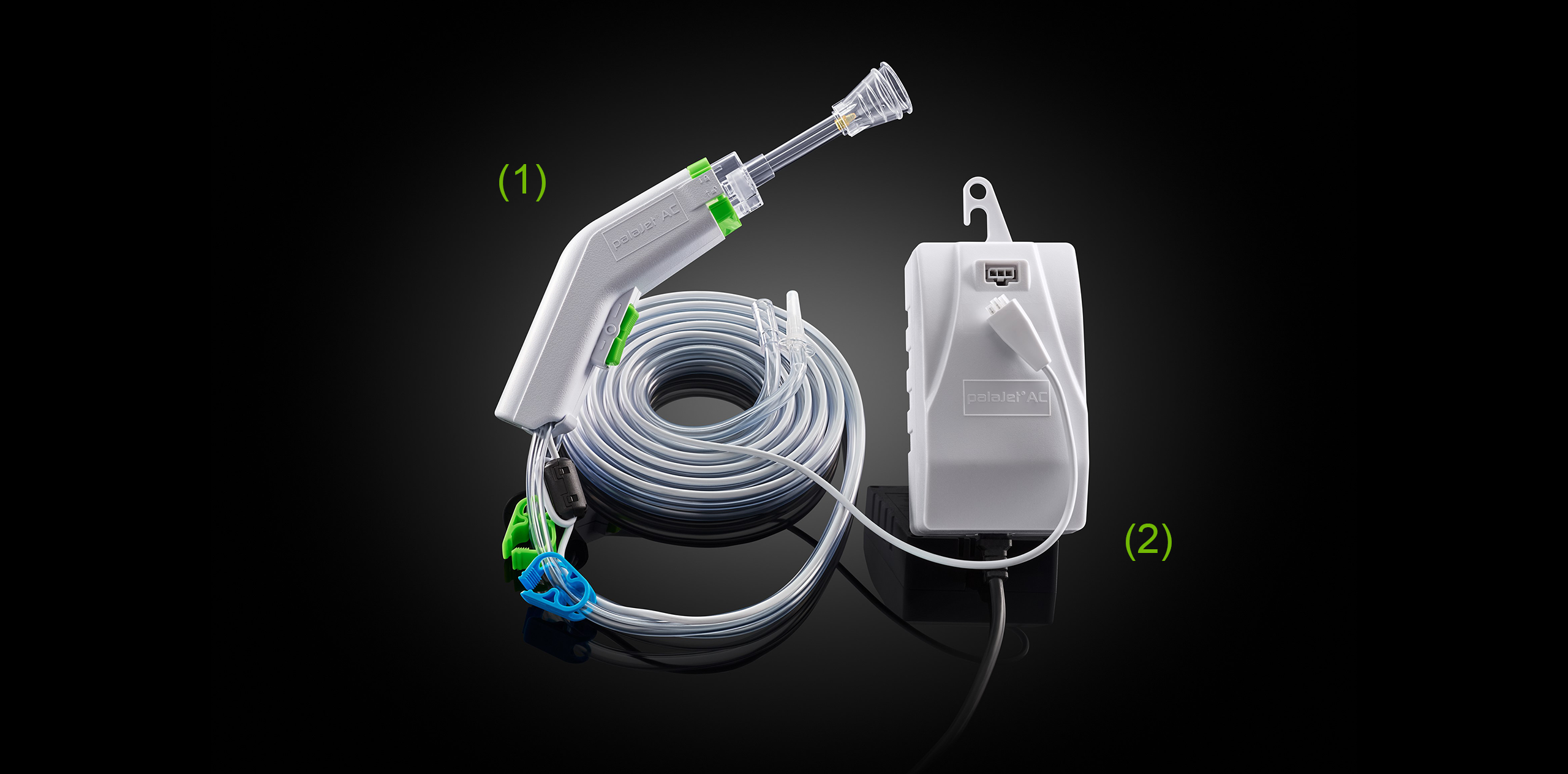 palaJet® AC - Kombiniertes Pulse-Lavage-System mit Handstück und wiederverwendbarem Netzteil zur Knochenbettreinigung