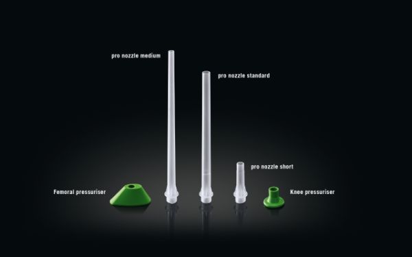 PALACOS pro nozzles and pressurisers: femoral pressuriser, pro nozzle medium, pro nozzle standard, pro nozzle short and knee pressuriser